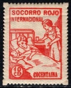 1937 Spain Civil War Charity Poster Stamp 10 Centimos Red Help International