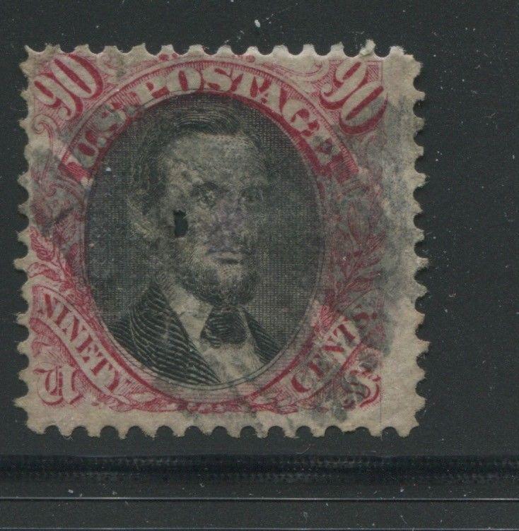 1869 US Stamp #122 90c Used Average Faint Cancel Faults Catalogue Value $1700