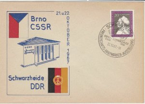 German DDR 1967 Brno-Schwarzheide Stamps Exhibiton Slogan Cancel Cover Ref 30145