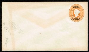 India Postal Stationery 1899 1 anna surcharge; Unused