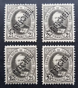 4 X LUXEMBOURG 1891 - Grand Duke Adolf / MNH (OG) - perfin