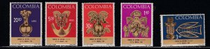 Colombia # 772-773, C495-497, Pre Colombian Art, Mint NH, 1/2 Cat.