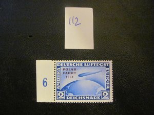 Germany  1931 MNH SC C41 ZEPPELIN SINGLE SUPERB 1300 EUROS (112)