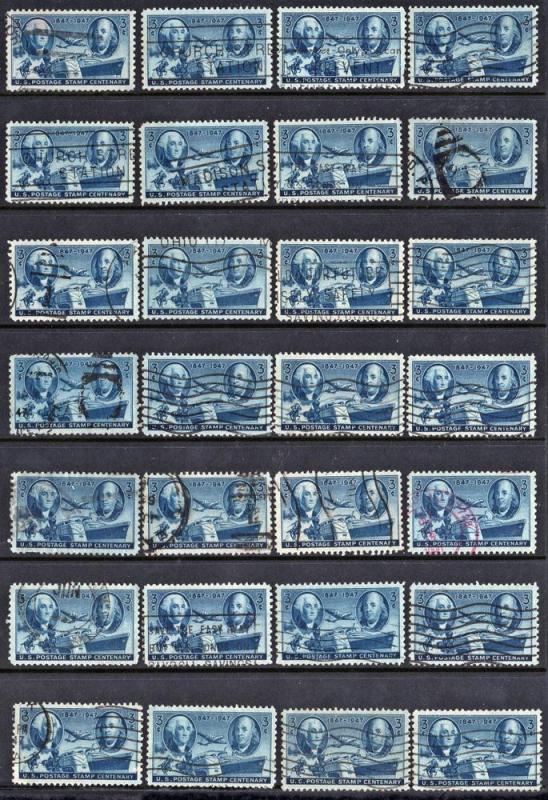 SC#947 3¢ Postage Stamp Centennial (1947) Used Lot of 28