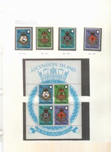 ASCENSION ISLANDS NAVAL CREST STAMPS AND MINI SHEET 5TH SERIES 1973