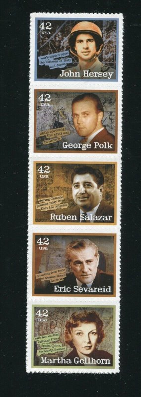 4248 - 4252 American Journalists Strip of 5 42¢ Stamps MNH