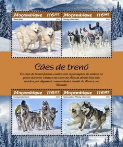 Mozambique - 2019 Sledge Dogs - 4 Stamp Sheet - MOZ190114a