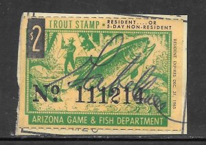 #Z3617 Used 1965 Arizona Fishing Stamp