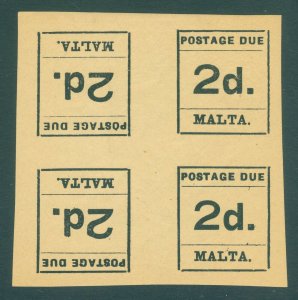 Sg D4a Malta 1925 2d Noir Tête Beche Paire Fin non Montés Excellent État