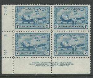 Canada # C8 Airmail  PLATE BLOCK   Plate #5  LL  (1) Mint NH