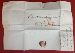 Spain, 1829 Stampless Cover/Folded Letter, CADIZ and Manuscript 6 Markings
