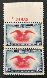 US #C23 XF Mint NH OG, Pair. Top (R) Plate #F21852. 11810