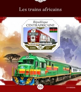 Central Africa - 2019 African Trains - Stamp Souvenir Sheet - CA190604b