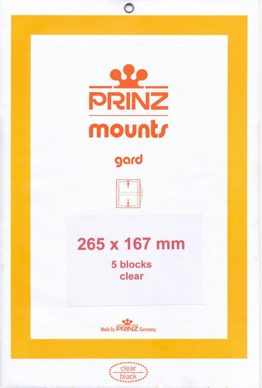 Prinz SCOTT Stamp Mount 167/265 CLEAR  (Pack of 5)