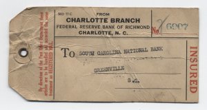 1928 insured as registered parcel bank tag 2x 30 cent 4th bureau [y7519]