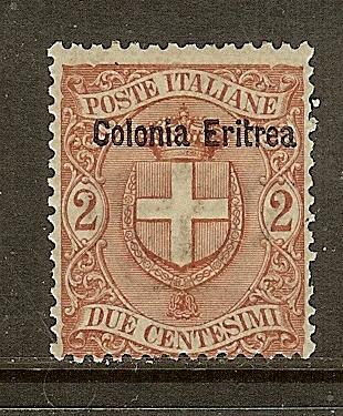 Eritrea, Scott #13, Overprinted 2c Arms of Savoy, Used