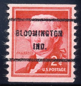 Bloomington IN, 1055-61 Bureau Precancel, 2¢ coil Jefferson