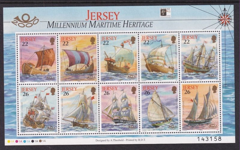 Jersey 950g Sailing Ships Souvenir Sheet MNH VF