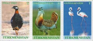 Turkmenistan 2016 Definitives Turkmenian rare birds strip of 3 stamps MNH