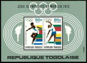 Togo 1972 - Munich Summer Olympics - Imperf Souvenir Sheet - Scott C180a - MNH