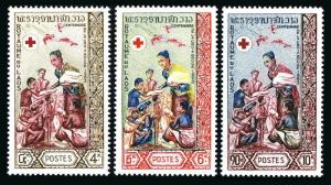 Laos 85-87,MNH.Michel 132-134. Red Cross-100,1963.Queen Khamphouy.