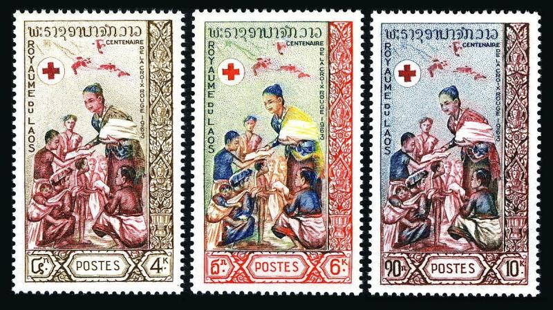 Laos 85-87,MNH.Michel 132-134. Red Cross-100,1963.Queen Khamphouy.