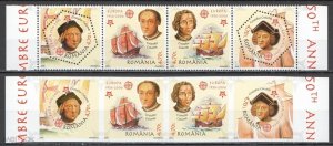 Rm577 2005 Romania Columbus Sailing Ships Michel #5974-7(A+B) 28 Euro Mnh