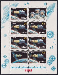 Poland 1973 Sc 1980a USSR Satellite Salyut Stamp MS8 CTO NH