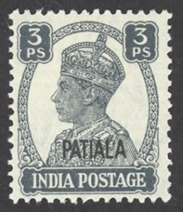 India Patiala Sc# 102 MH 1942-1947 3p overprint King George VI