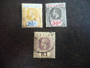 Stamps - Ceylon - Scott# 207, 209, 210 - Used Partial Set of 3 Stamps