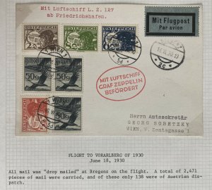 1930 Vienna Austria Graf Zeppelin LZ127 Flight Postcard Cover Sc#C21