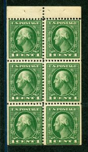 US Scott 405b Booklet Pane Mint lightly Hinged in top margin