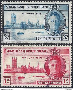 SOMALILAND PROTECTORATE 1946 KGVI 1d/3d Victory Set SG117/8 FU