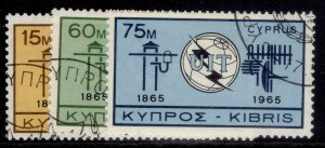 CYPRUS QEII SG262-264, 1965 ITU centenary set, FINE USED.