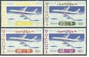 Kuwait 435-438, hinged. Michel 229-432. Kuwait Airways 1969. Boeing 707 service.