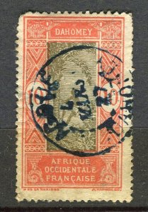 FRENCH COLONIES; DAHOMEY 1920s-30s early Pictorial issue 10c. fine Postmark