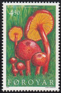 Faroe Islands 1997 MNH Sc #315 4.50k Hygrocybe helobia Mushrooms