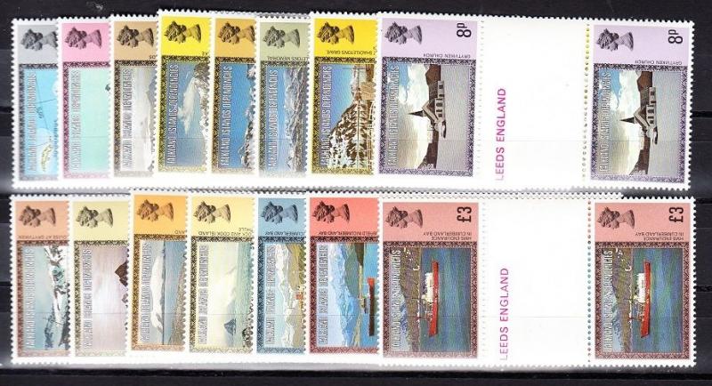 Falkland Islands Dependencies Scott 1L38-1L52 Mint NH gutter pairs (CV $28.80)