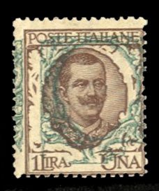 Italy #87var, 1901 1L brown and green, with background shifted, never hinged