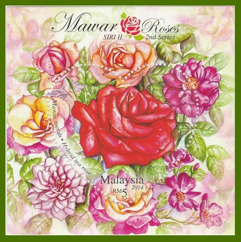 MALAYSIA 2014 ROSES 2nd Series MS scented heart shape stamp SG#MS2008 MNH