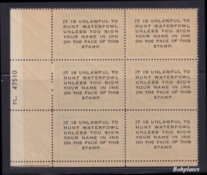 BOBPLATES #RW15 Buffleheads Inscription Plate Block of 6 #47510 VF NH Scarce