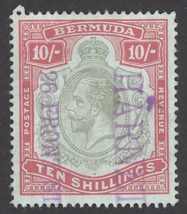 Bermuda Sc# 96 Used 1924 10sh King George V