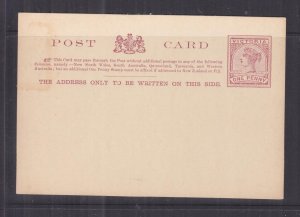 VICTORIA, POSTAL CARD, 1890 1d. Brown, unused.