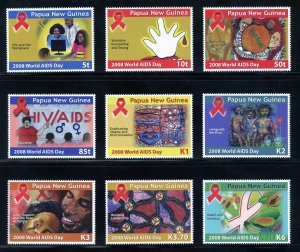 Papua New Guinea 1339-49 MNH, World Aids Day Set from 2008.