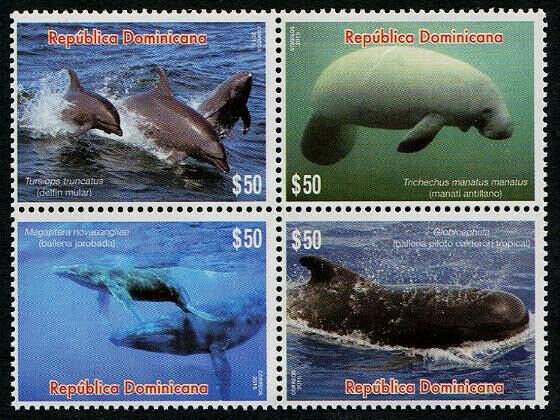 HERRICKSTAMP NEW ISSUES DOMINICAN REPUBLIC Sc.# 1594 Sea Mammals