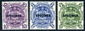 AUSTRALIA SC# 219-221 SG# 224b-d SPECIMEN OVERPRINTED MINT NEVER HINGED AS SHOWN