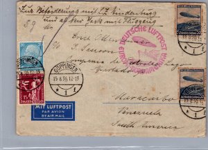 1936 Goppingen Germany Zeppelin LZ 129 Hindenburg Cover to Maracaibo Venezuela