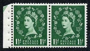 SB61 1 1/2d Wmk Tudor Perf E (1/2v) Booklet Pane of 2 U/M