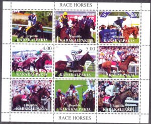 Karakalpakia 1999 Race Horses Sheet MNH Private