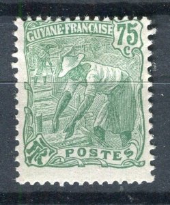 FRENCH COLONIES; GUYANE 1904 early Gold Panning issue Mint hinged 75c. value